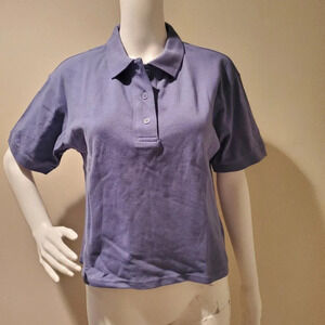 NWT Gap Cropped Pique Polo Shirt Blue S